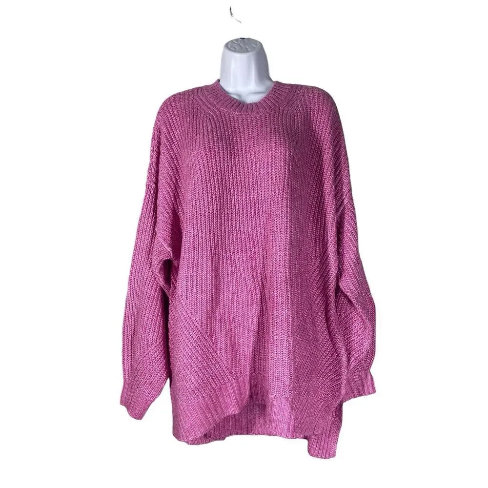 AE Womens Oversized Dreamspun Crew Neck Sweater in Pink Size Medium‎